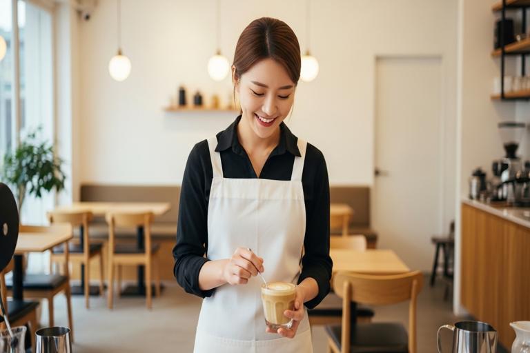 카페에서 일하는 알바생