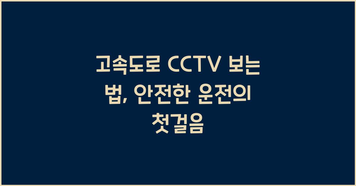 고속도로 cctv 보는 법