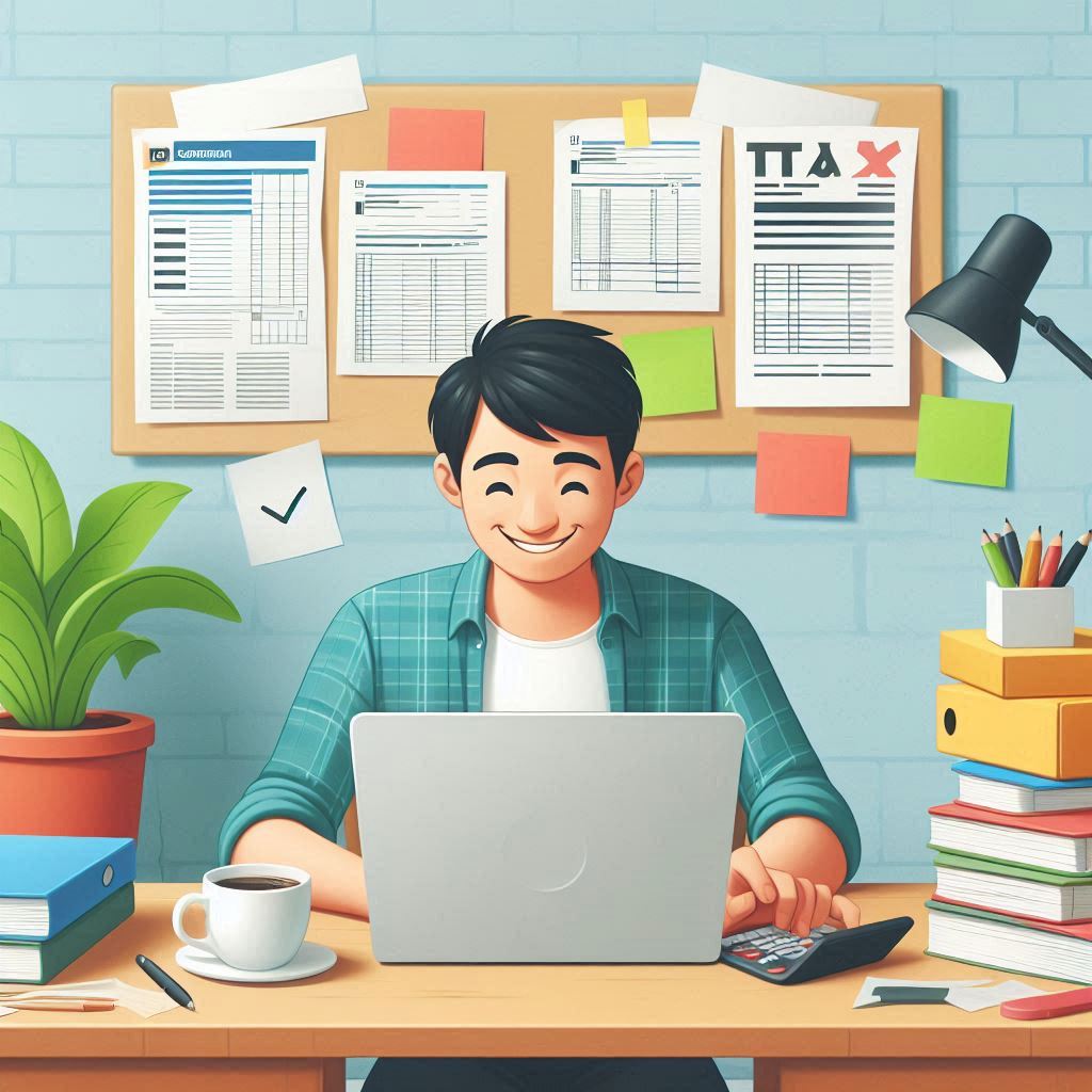 책상에 앉아서 일을 하는 직장인