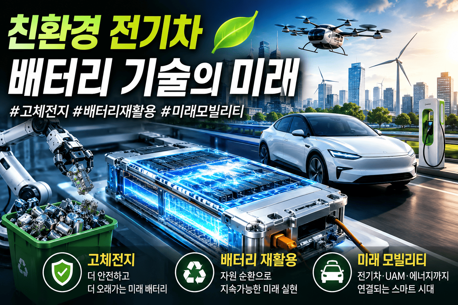 친환경 전기차 배터리 기술 (고체전지, 배터리재활용, 미래모빌리티)