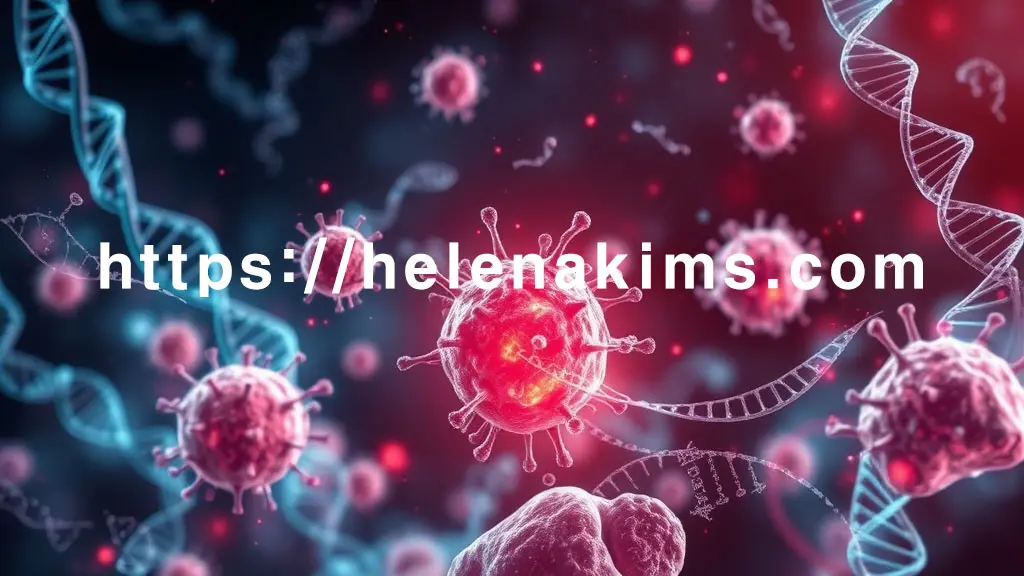 면역 세포가 건강한 피부 세포를 공격하며 피부 세포가 과증식하는 모습. DNA 가닥이 배경에 희미하게 보이며 유전적 소인을 암시하고, 주변에 스트레스, 감염, 약물 등 환경적 트리거가 역동적으로 표현 된 이미지.