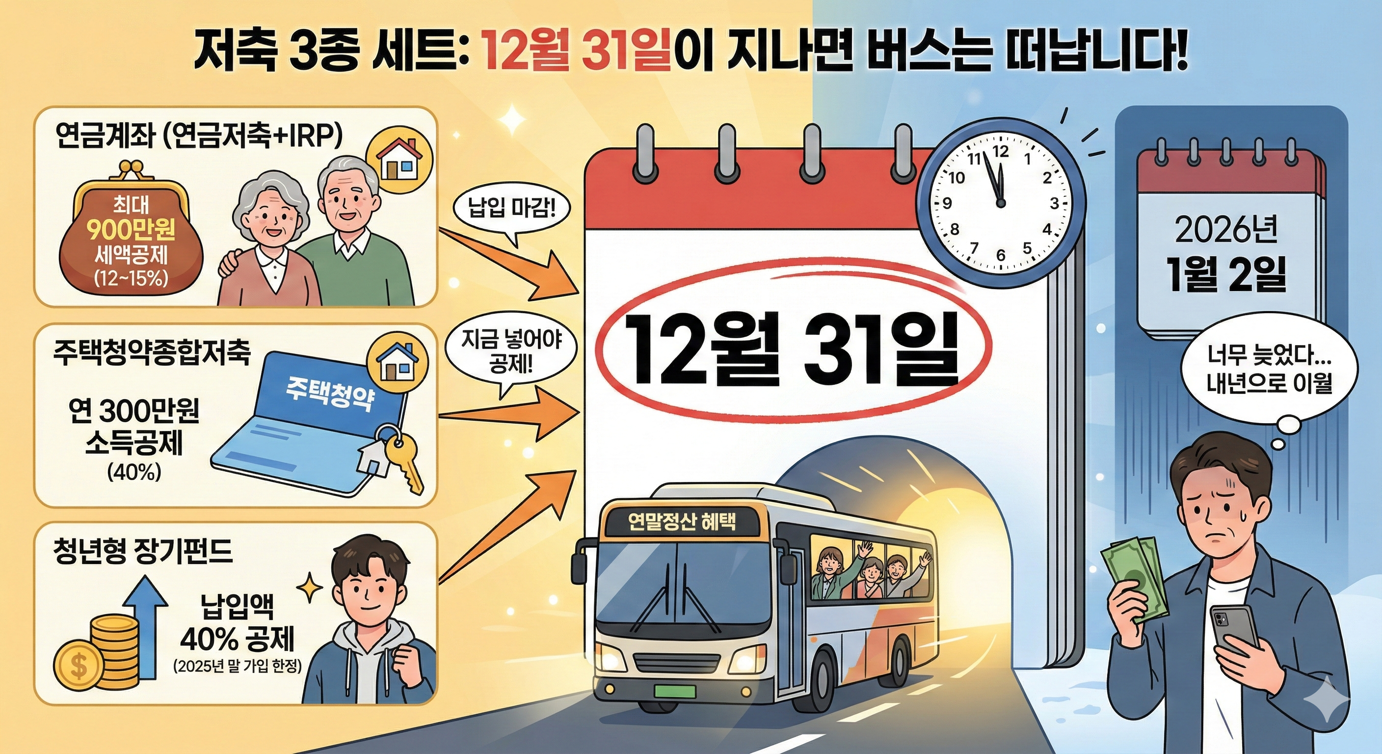 저축 3종 세트: 12월 31일이 지나면 버스는 떠납니다