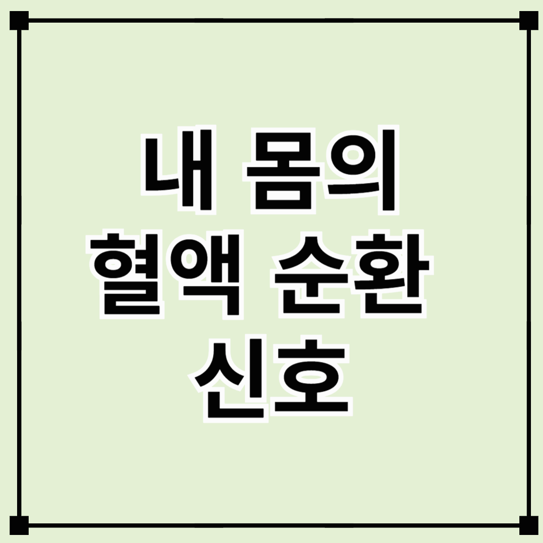 내 몸의 혈액 순환 신호, 지금 확인해보세요!