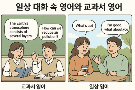일상 대화 속 영어와 교과서 영어 관련 사진