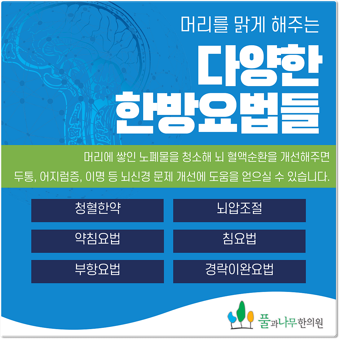 머리를 맑게 해주는 한방치료법이 소개된 배너