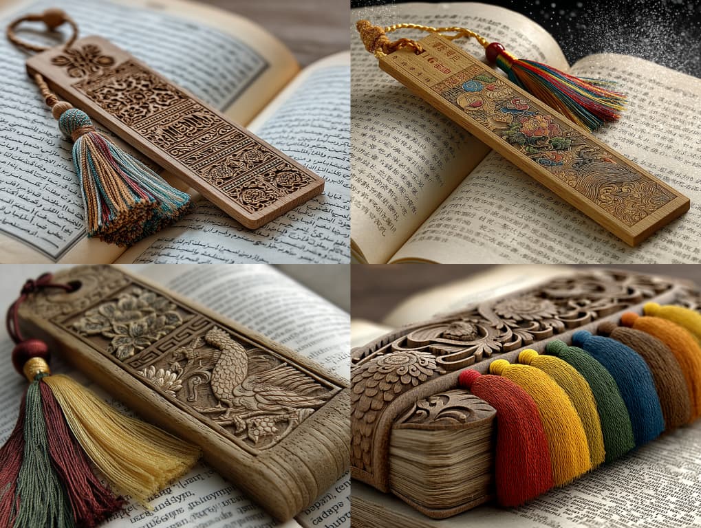 나무 재질로 만든 동양적 스타일의 북마크 이미지들