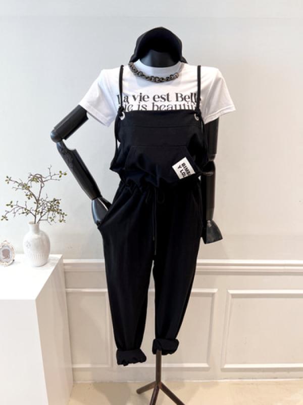 비바 VIVA 패치 와이드 멜빵 점프슈트