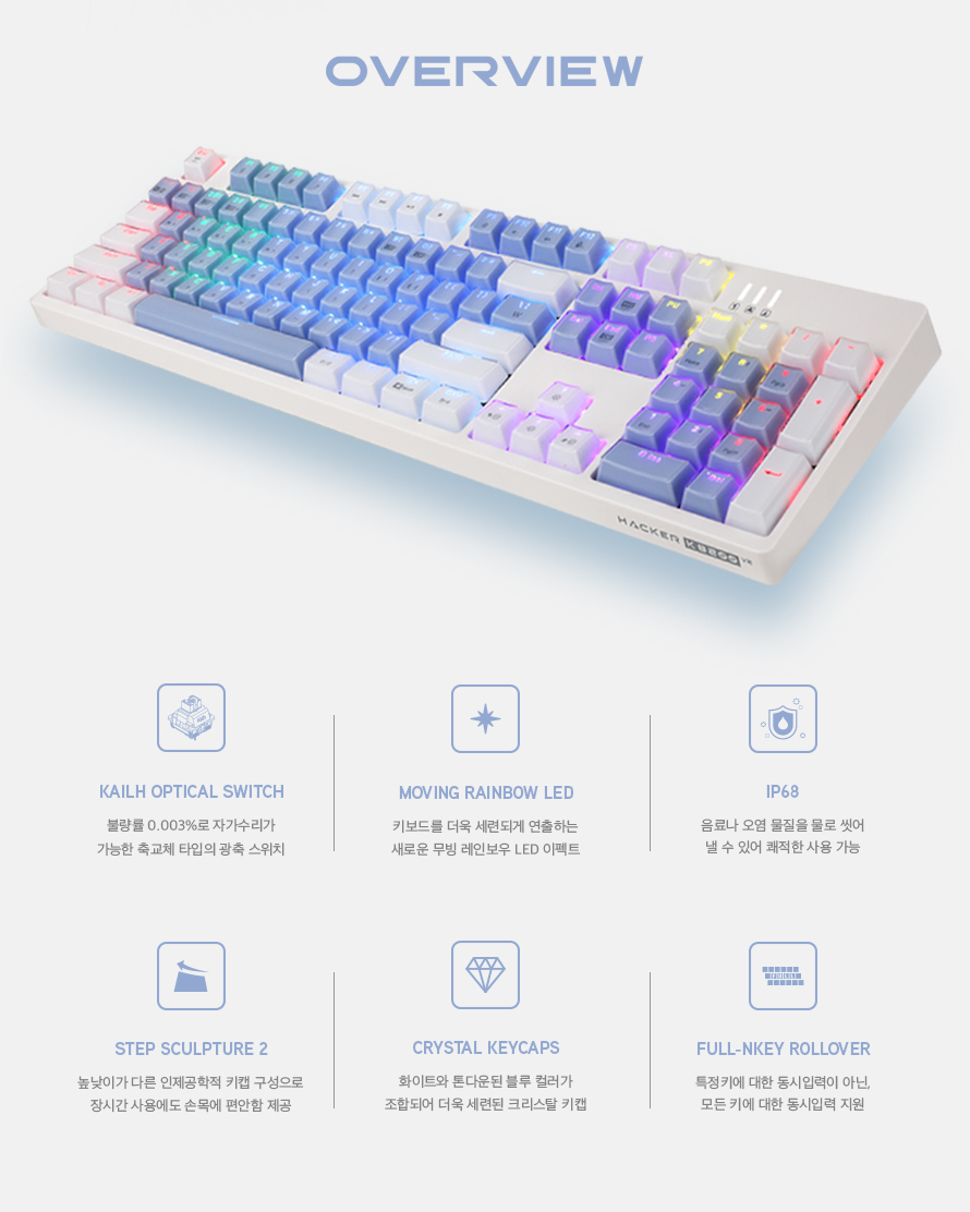 ABKO HACKER K8200 Kyle Optical Axis Fully Waterproof Crystal Two-Tone Rainbow Moving LED V2