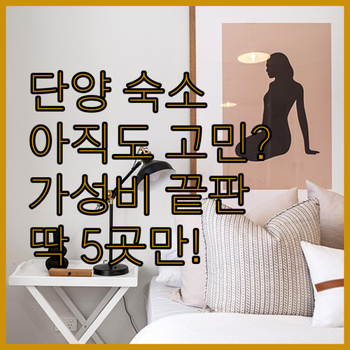 단양 숙소 추천 TOP 5 가성비 호..