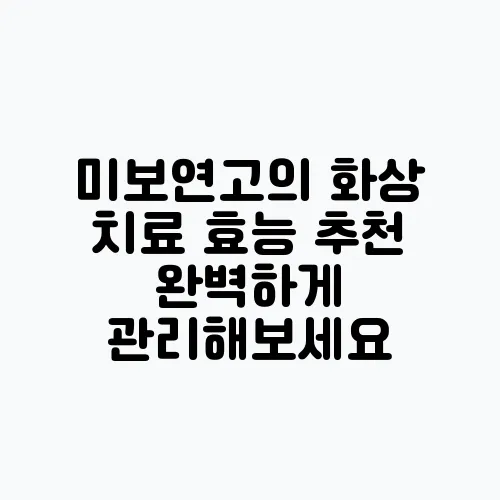 미보연고의 화상 치료 효능 추천 완벽하게 관리해보세요