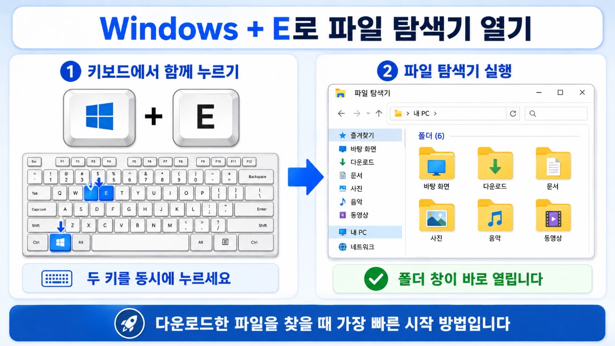 Windows + E로 파일 탐색기 열기