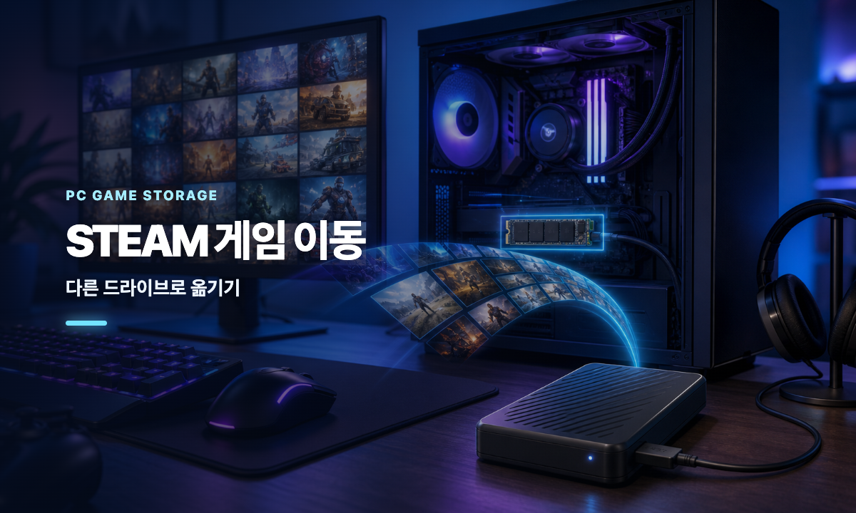 Steam 게임을 SSD와 다른 드라이브 사이로 안전하게 옮기는 방법을 보여 주는 대표 이미지