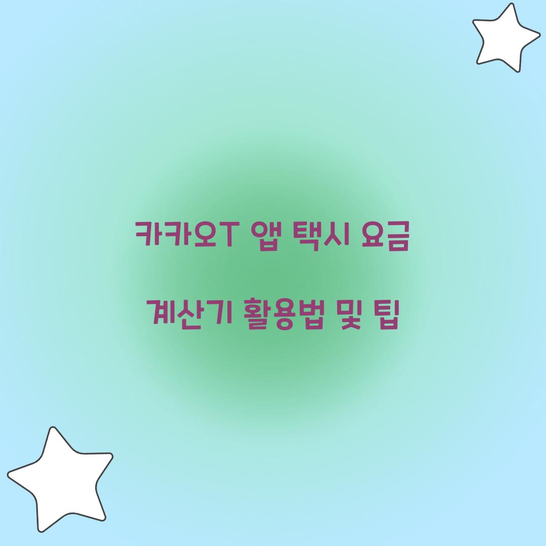 카카오T 앱 택시 요금 계산기
