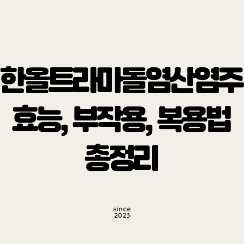 한올트라마돌염산염주: 효능, 부작용, 복용법 총정리