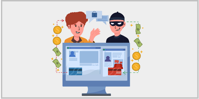 SNS 메시지로 금전을 유도하는 피싱 사기 이미지