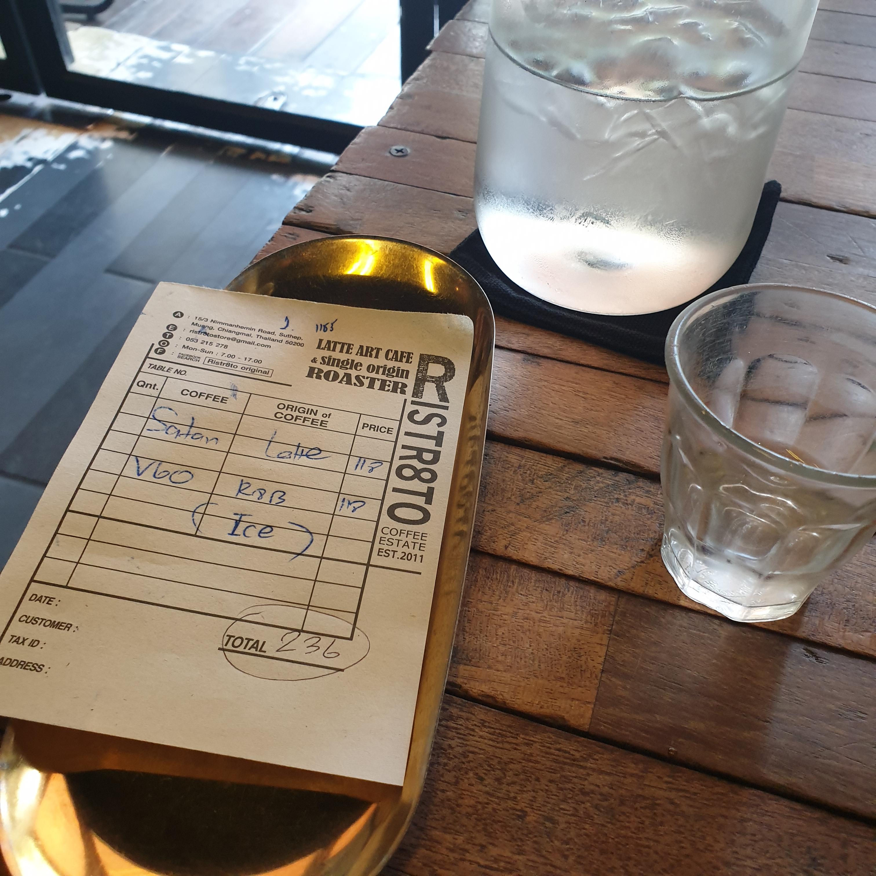 치앙마이 카페 투어 ③ : 님만해민의 핫한 카페들 (Ristr8to Original)_주문서