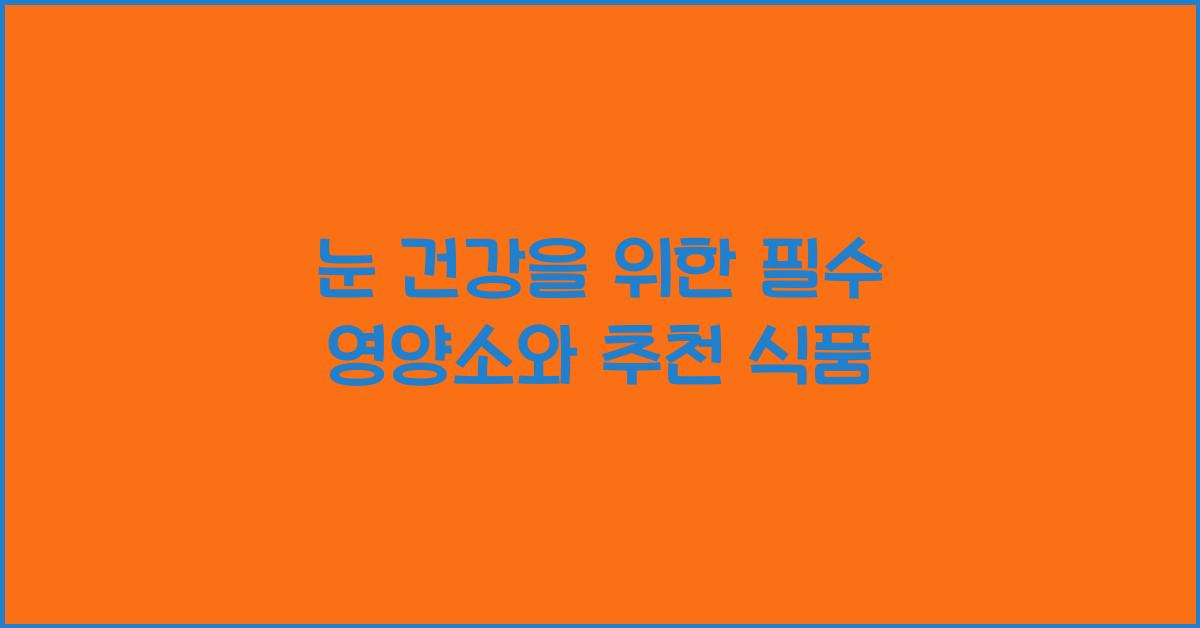 눈 건강을 위한 필수 영양소