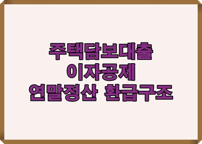 주택담보대출 이자공제가 연말정산에서 어떻게 적용되고 과세표준 감소를 통해 실제 환급액이 형성되는 구조를 시각적으로 설명한 인포그래픽 이미지입니다