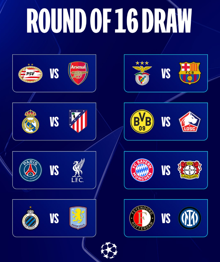 챔피언스리그 16강 대진표