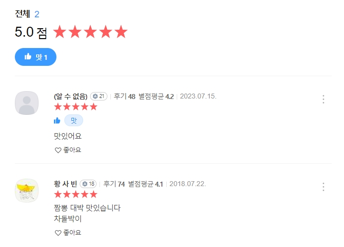 방문자 리뷰 및 별점 확인