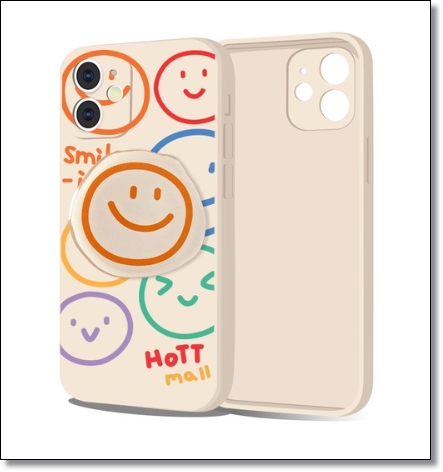 아이폰 14 추천 케이스 핫티몰 베이지 스마일링 그립톡 휴대폰 케이스