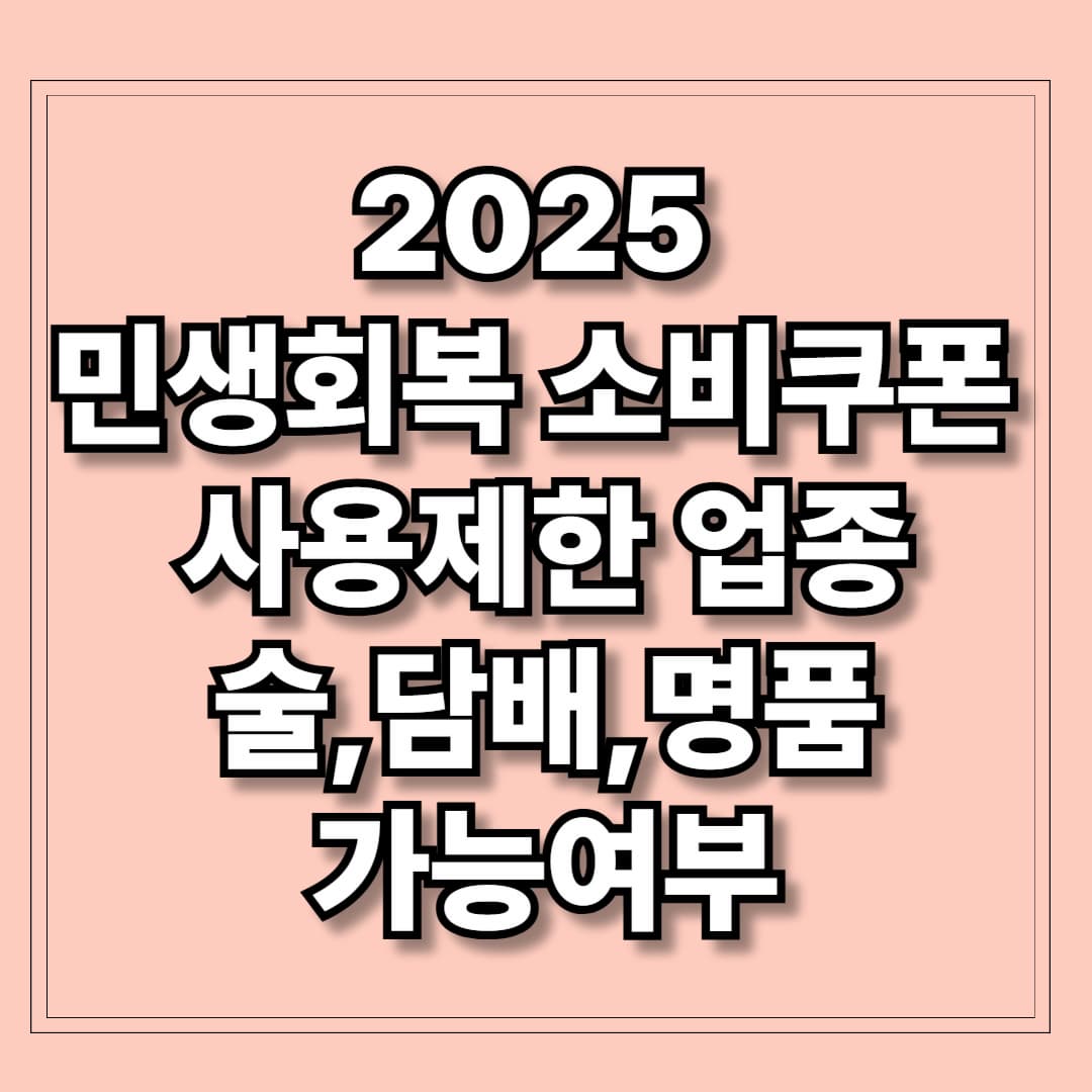 2025년 민생회복 소비쿠폰 사용제한업종 술담배명품 가능여부
