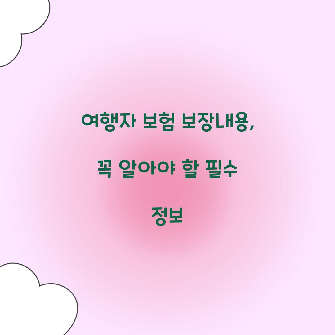 여행자 보험 보장내용