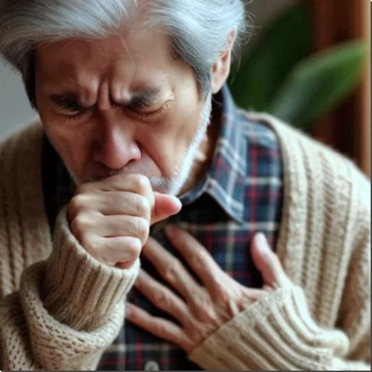 독감으로 인후 통증이 심한 노인