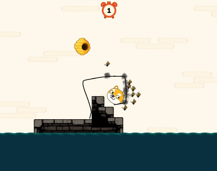 강아지-지키기-게임2-플레이-강아지를-지키기-위해서-방어선을-그리는-화면