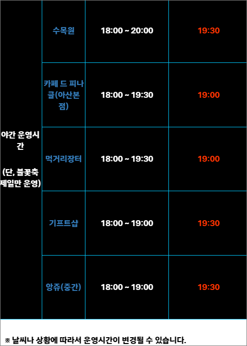 피나클랜드운영시간