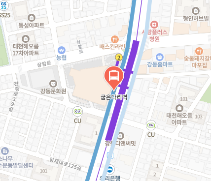 굽은다리역에서 인천공항 리무진 공항버스(6300번) 지도 위치