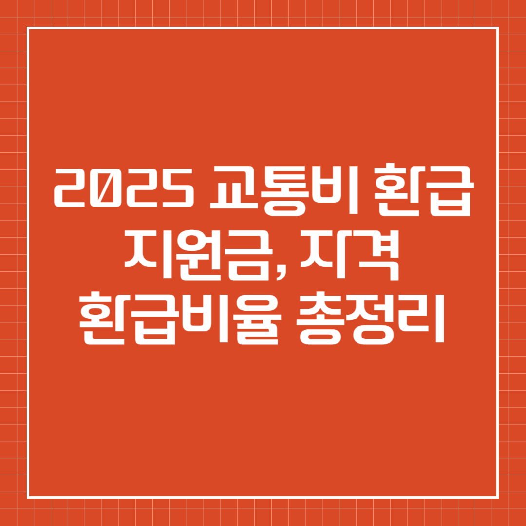 2025 교통비 환급 지원금, 자격&middot;환급비율 총정리