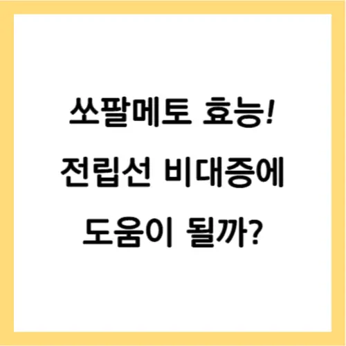 쏘팔메토 효능