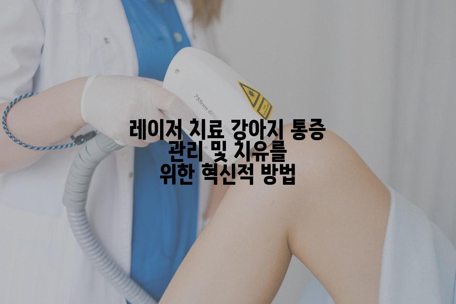 레이저 치료 강아지 통증 관리 및 치유를 위한 혁신적 방법