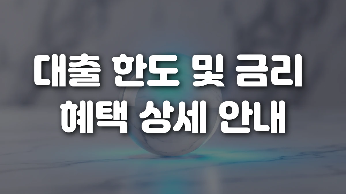 대출 한도 및 금리 혜택 상세 안내