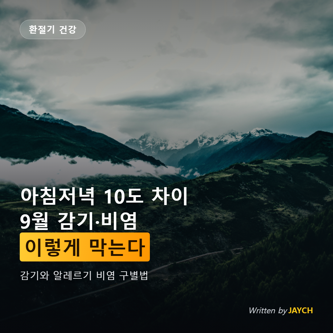 환절기 건강관리 썸네일 - 아침 안개가 낀 산 풍경