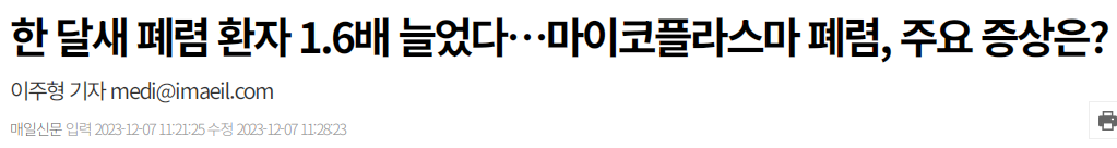 폐렴환자 증가