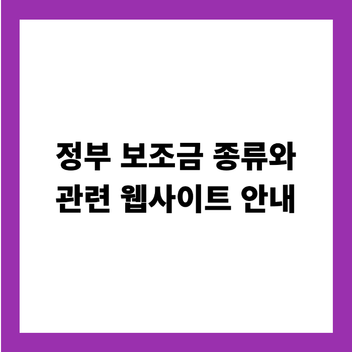 정부 보조금 종류와 관련 웹사이트 안내