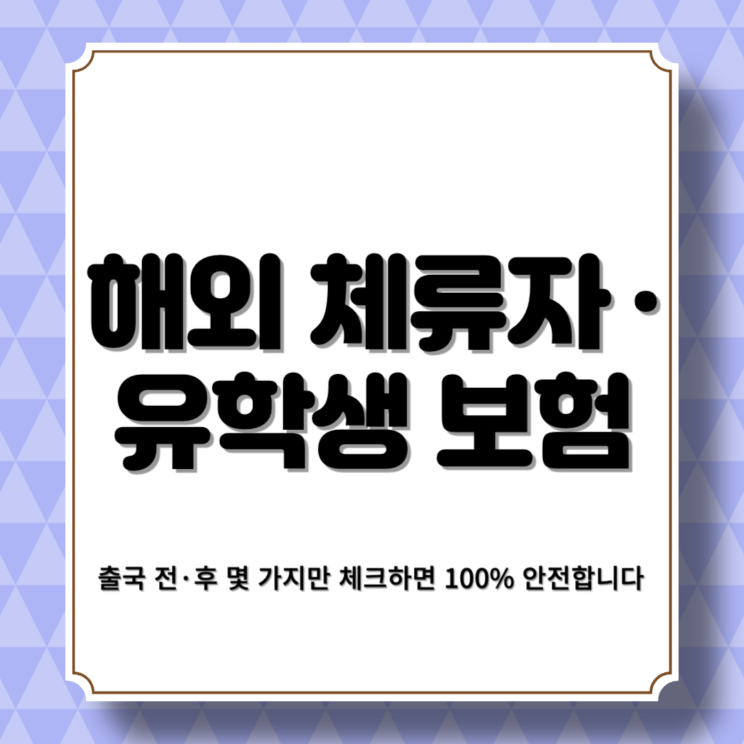 해외 체류자·유학생 보험, 출국 전·후 몇 가지만 체크하면 100% 안전합니다