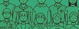 푸드, 뷰티, 패션 등 다양한 업종의 소상공인들이 모여 있는 일러스트로, 혁신적인 변화를 꿈꾸는 생활밀착형 소상공인들의 연대를 상징합니다.