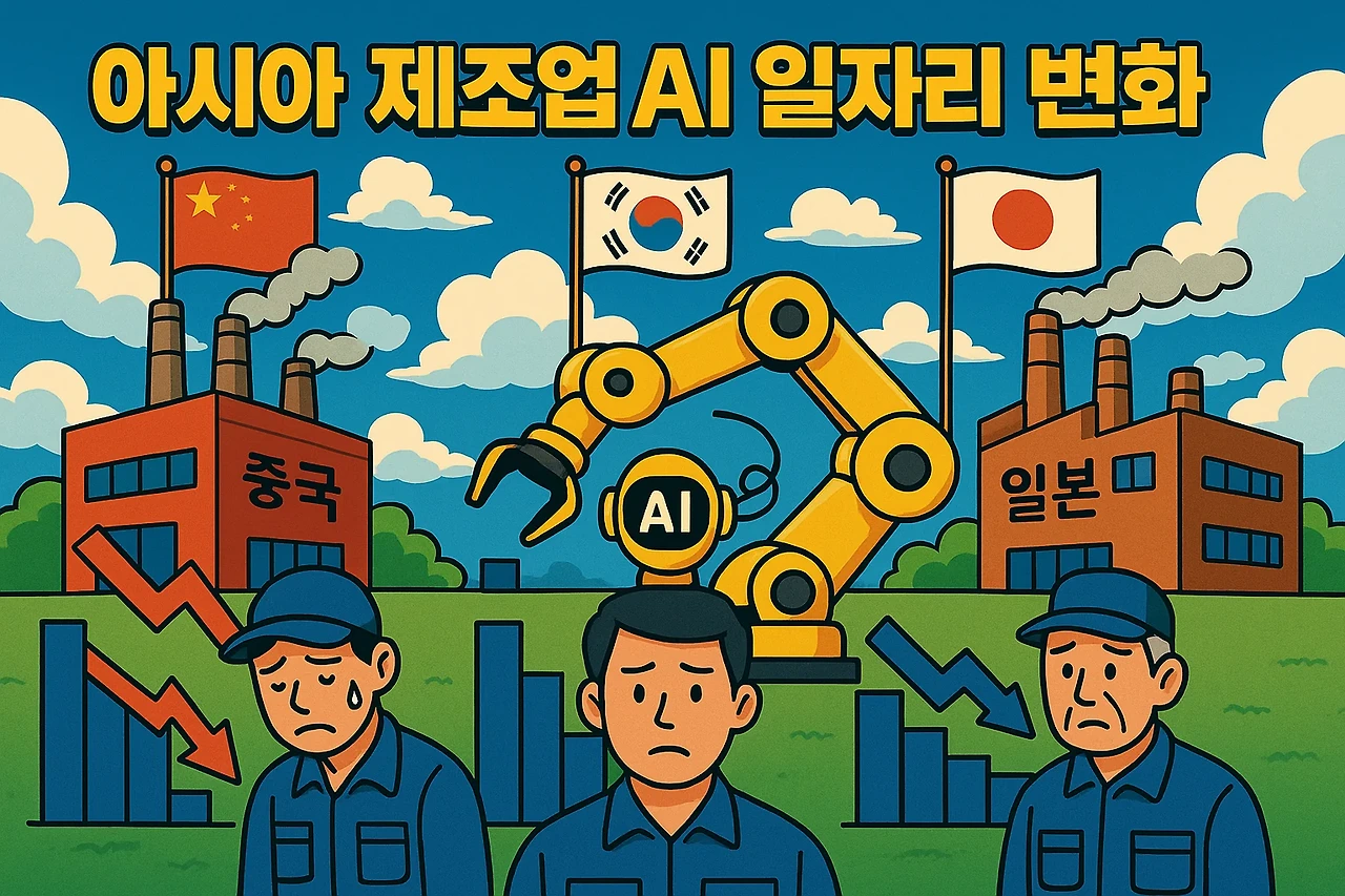 아시아 제조업 AI 일자리 변화 (중국, 한국, 일본 비교) 관련 이미지