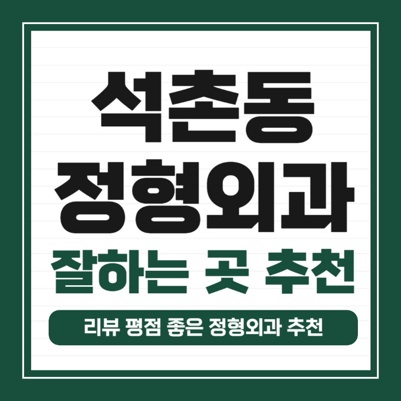 송파구 석촌동 정형외과 전문의 유명하고 잘하는 곳 추천 TOP 5