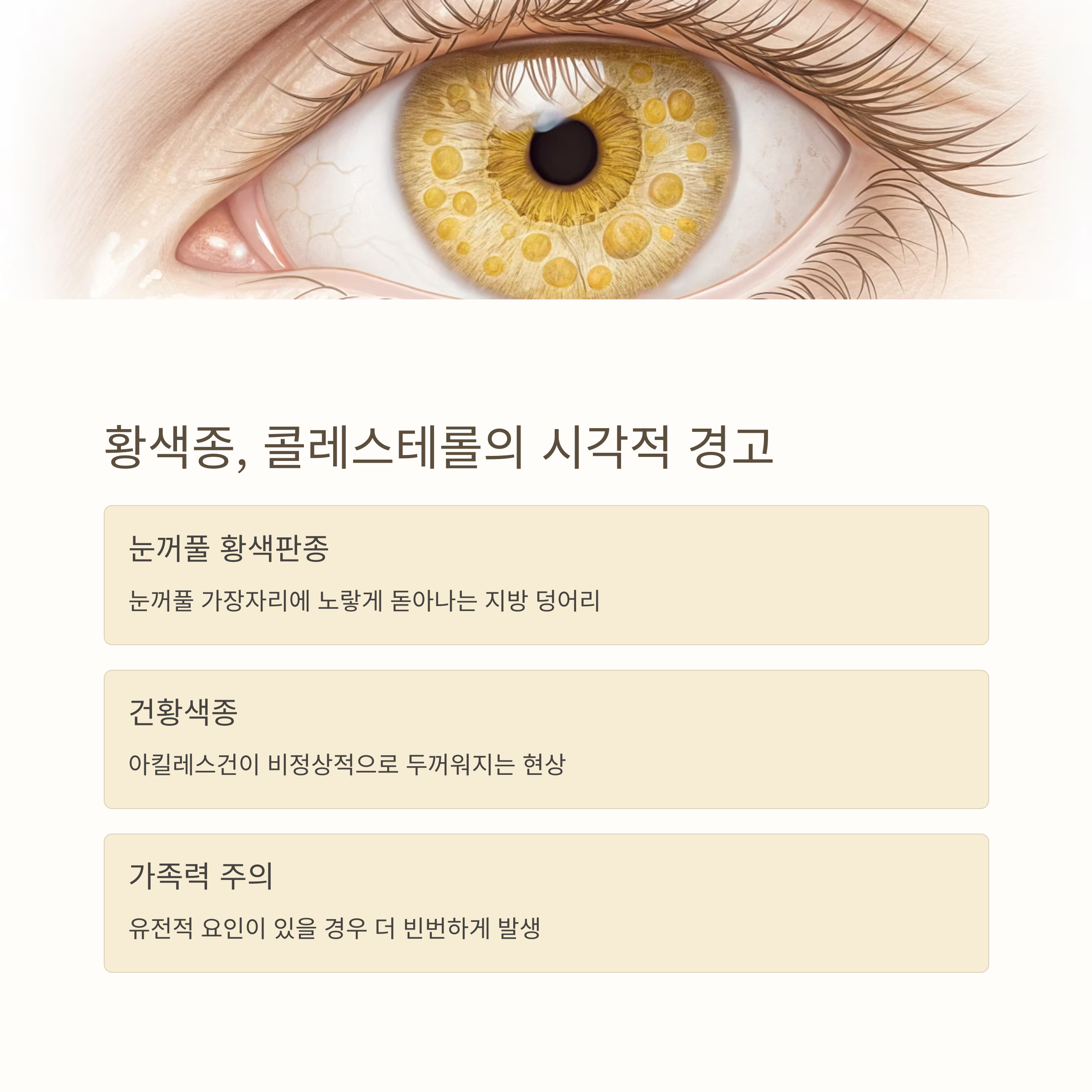 황색종, 콜레스테롤의 시각적 경고