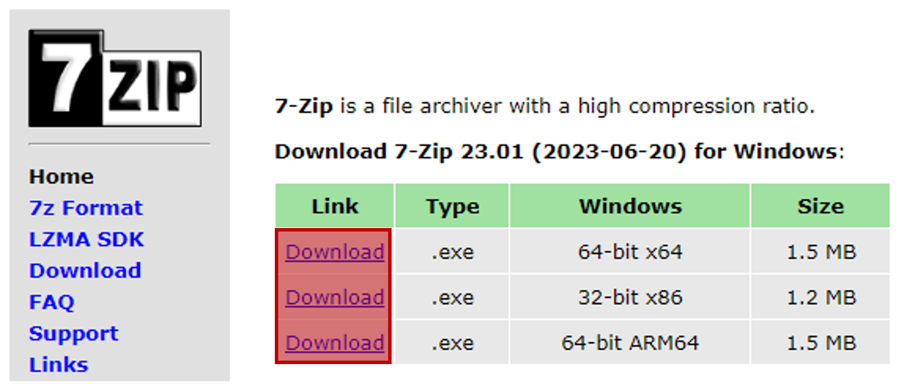7-Zip 다운로드