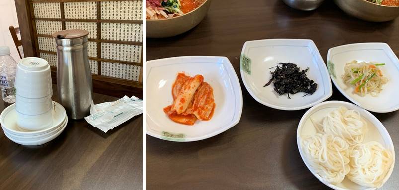 테이블 기본 세팅 및 반찬들