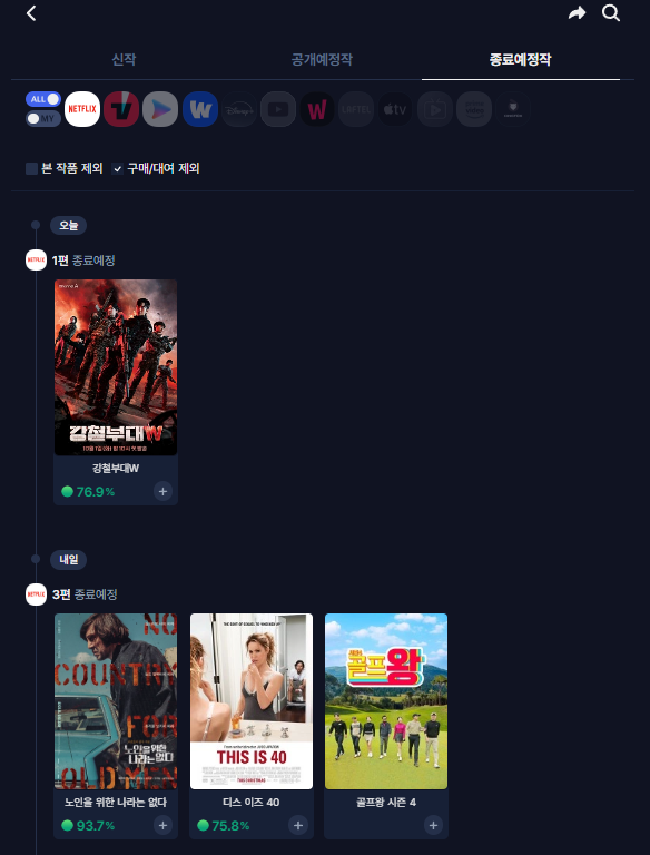 키노라이츠 OTT 종료예정작 넷플릭스