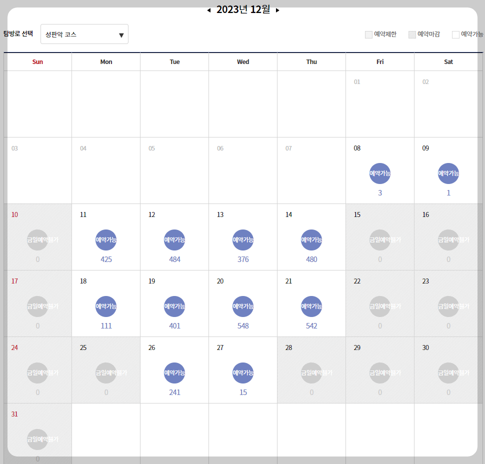 새해 맞이 한라산 야간 탐방예약안내 이용요금