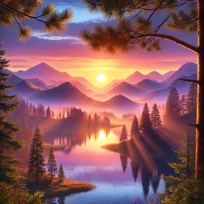 해돋이-산-호수