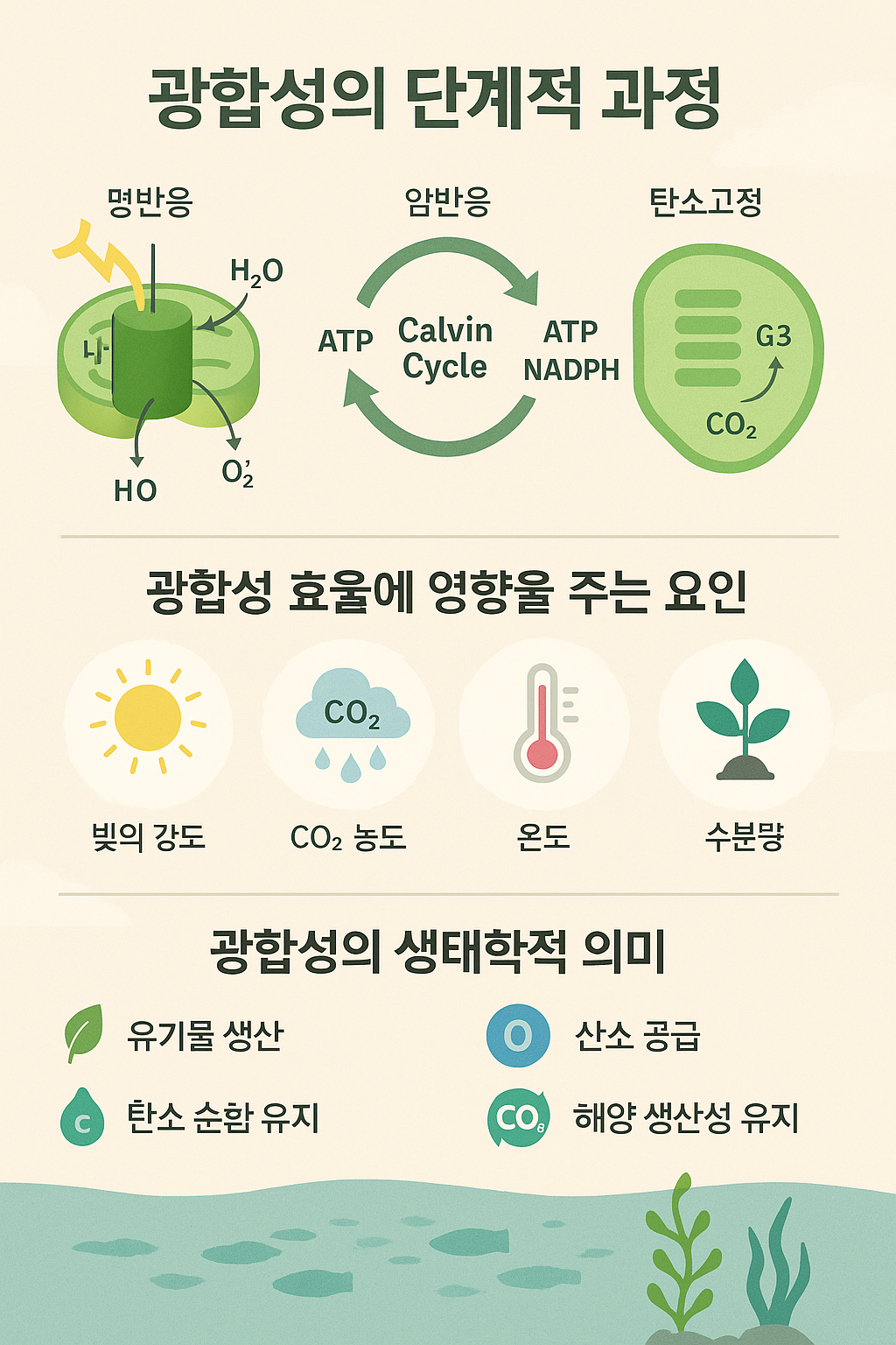 광합성의 단계별 생화학적 과정관련 이미지