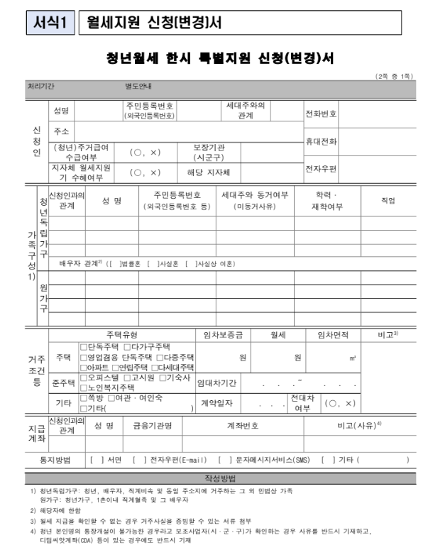 2024 청년 월세지원 신청방법